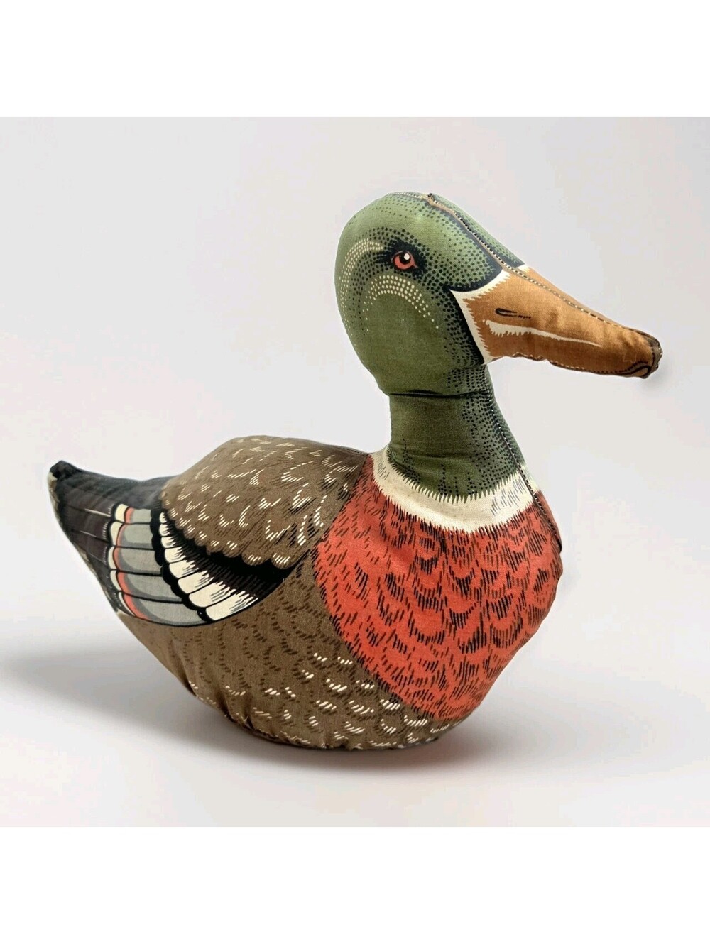 Vintage Mallard Duck Weighted Door Stop Decoy Soft Plush Fabric Stuffed Animal
